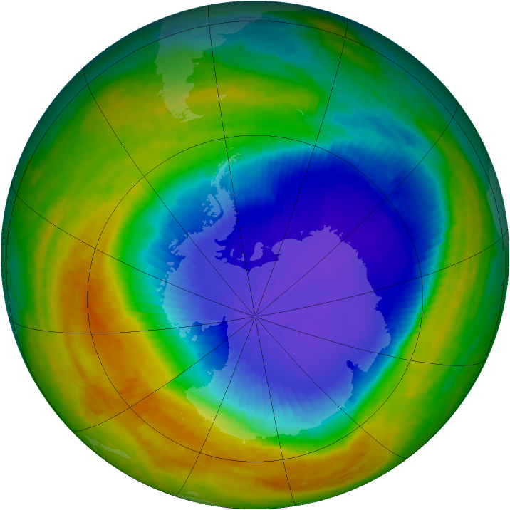 Antarctic ozone map for 16 October 2003